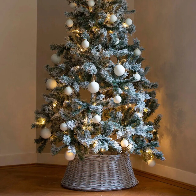 WDMT Rieten kerstboomrok ø 50 x 20 cm grijs