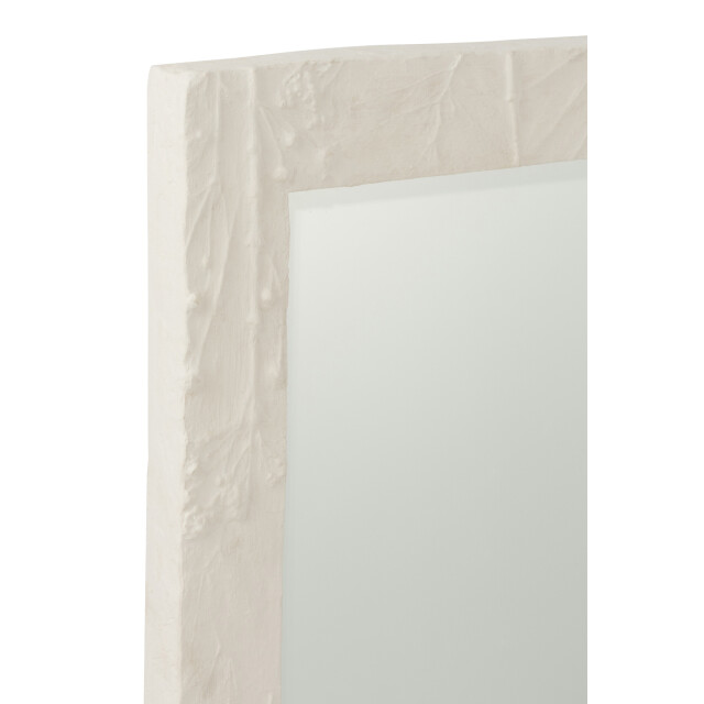 J-Line Mirror rectangle relief flower resin white small