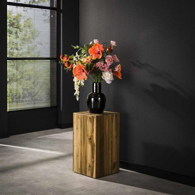 Hoyz bloemenzuil bole 65 cm massief gerecycled teakhout