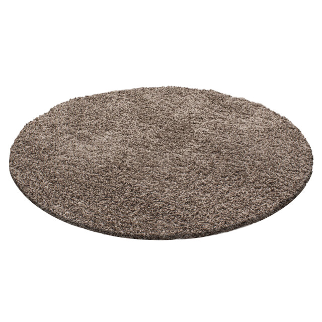 Muratap Basic rond shaggy vloerkleed caramel hoogpolig- 200 cm rond