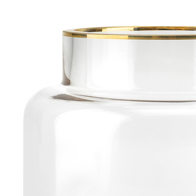 QUVIO Vaas met gouden randje 18 cm glas
