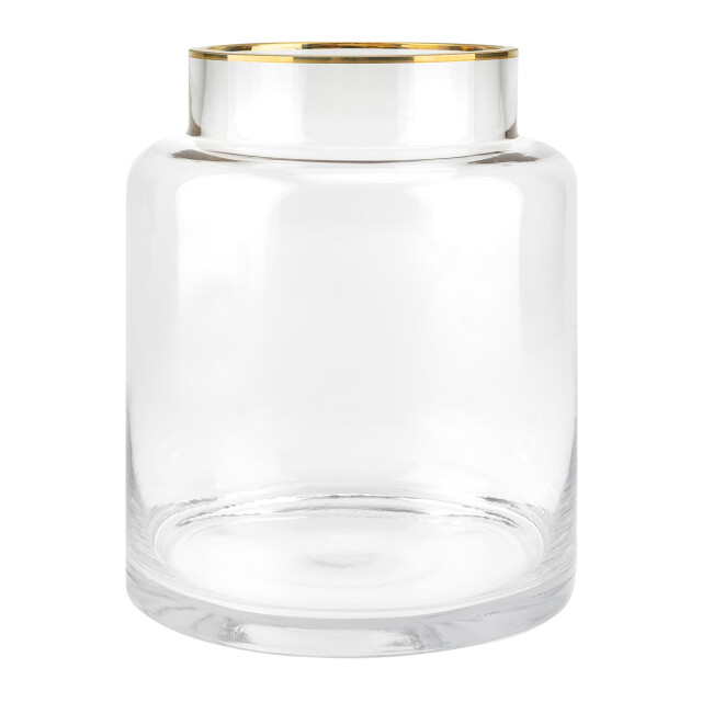 QUVIO Vaas met gouden randje 18 cm glas