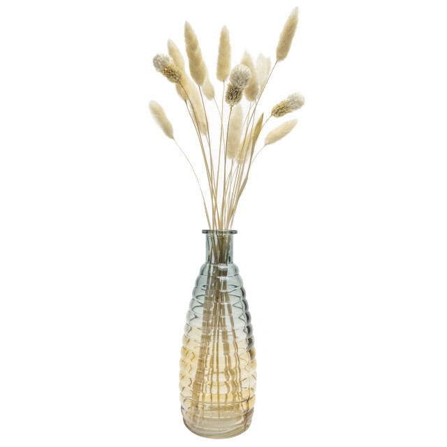 QUVIO Glazen vaas met patroon, geel/ hoogte 19,5 cm
