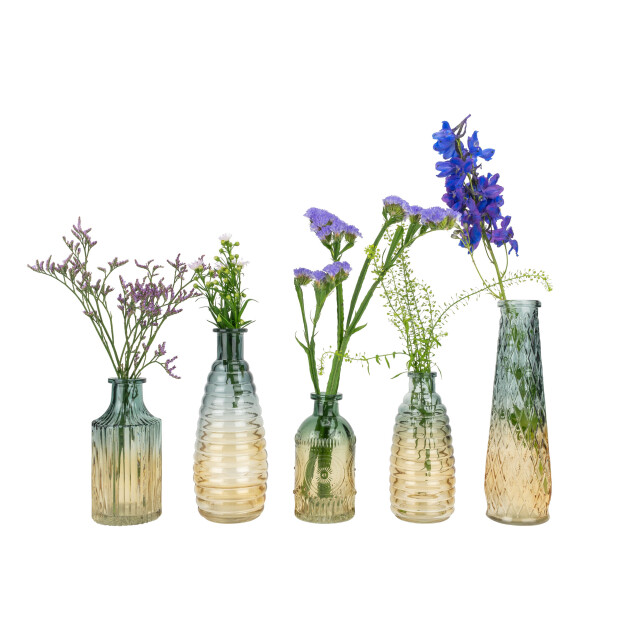 QUVIO Glazen vaas met patroon, geel/ hoogte 19,5 cm