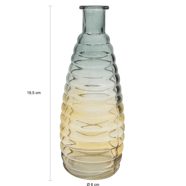 QUVIO Glazen vaas met patroon, geel/ hoogte 19,5 cm