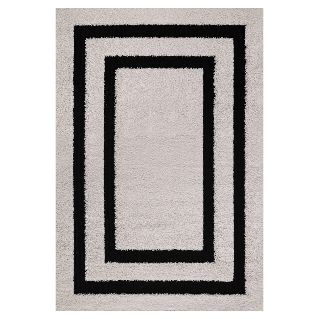 Muratap Luxus shaggy plus hoogpolig vloerkleed modern geometrisch design creme/zwart