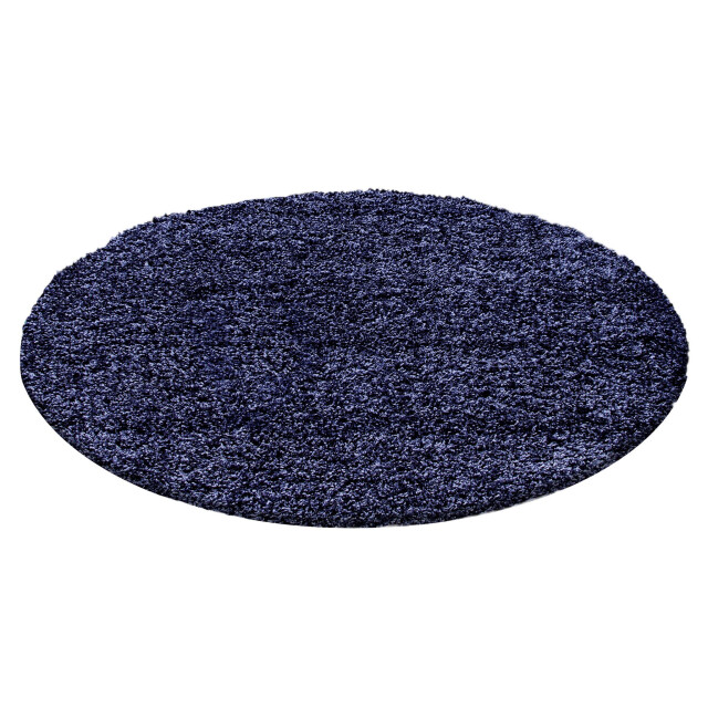 Muratap Basic shaggy vloerkleed donker blauw hoogpolig- 200 cm rond