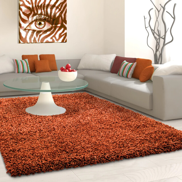 Muratap Basic shaggy vloerkleed terra / oranje hoogpolig- 100x200 cm