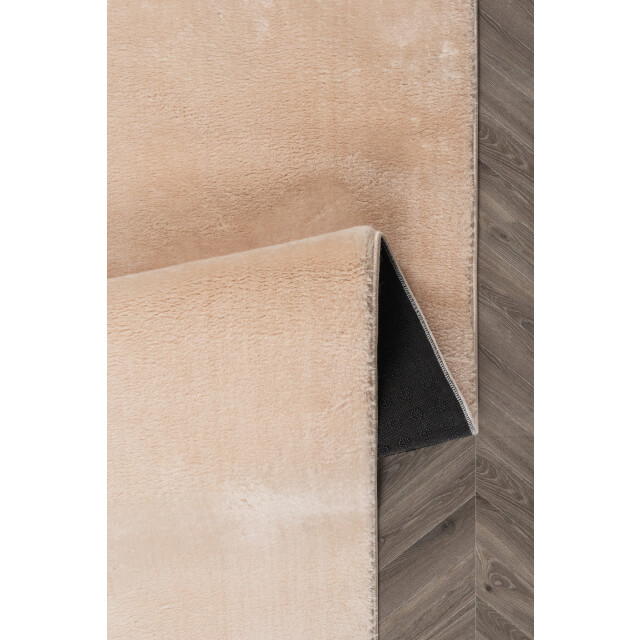 Muratap Samba soft fluffy vloerkleed laagpolig beige- 80 cm rond