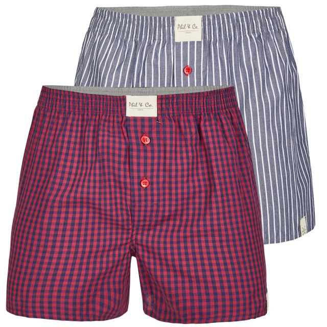 Phil & Co 6-pack geweven wijde boxershorts heren multipack 6-pack