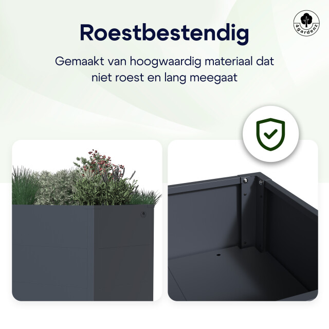 4gardenz ® plantenbak verhoogde bodem bloembak 50x50x60 cm antraciet