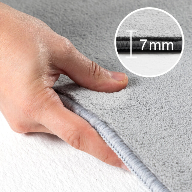 Muratap Sky soft uni basic rond vloerkleed laagpolig effen kleur zilver -