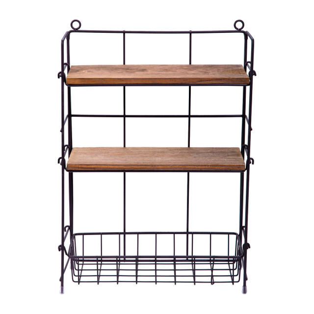 QUVIO Keukenrek wand staal en hout zwart en