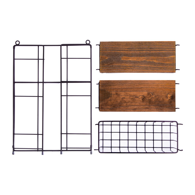 QUVIO Keukenrek wand staal en hout zwart en