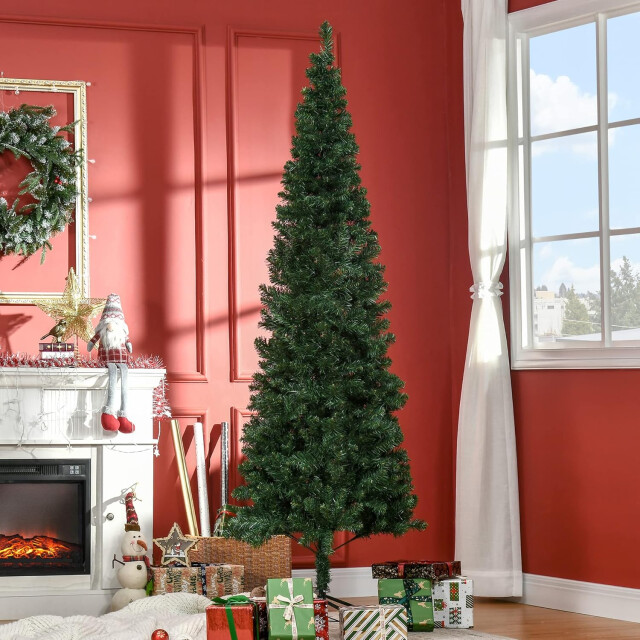 Homcom Kunstkerstboom smal met metalen standaard 210 cm Ø81 cm