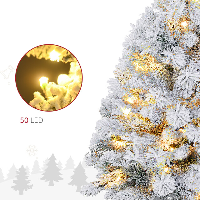 Homcom Mini kerstboom 92 cm met led-verlichting sneeuwtakken en dennenappels