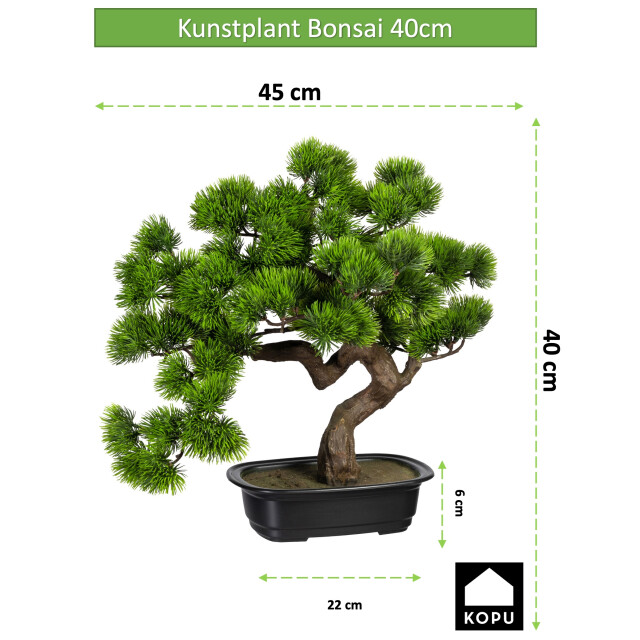 Kopu ® kunstplant bonsai 40 cm pijnboom met zwarte pot bonsai boompje