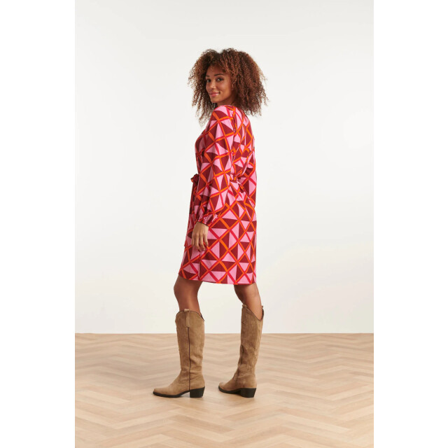 Smashed Lemon 23502 dames grafische jurk met v-hals