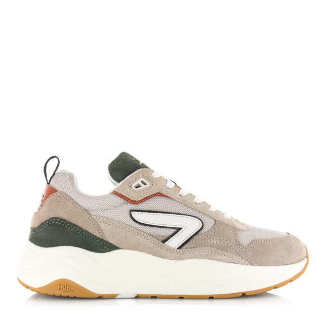 Hub Glide light bone/off white/dark rust lage sneakers heren