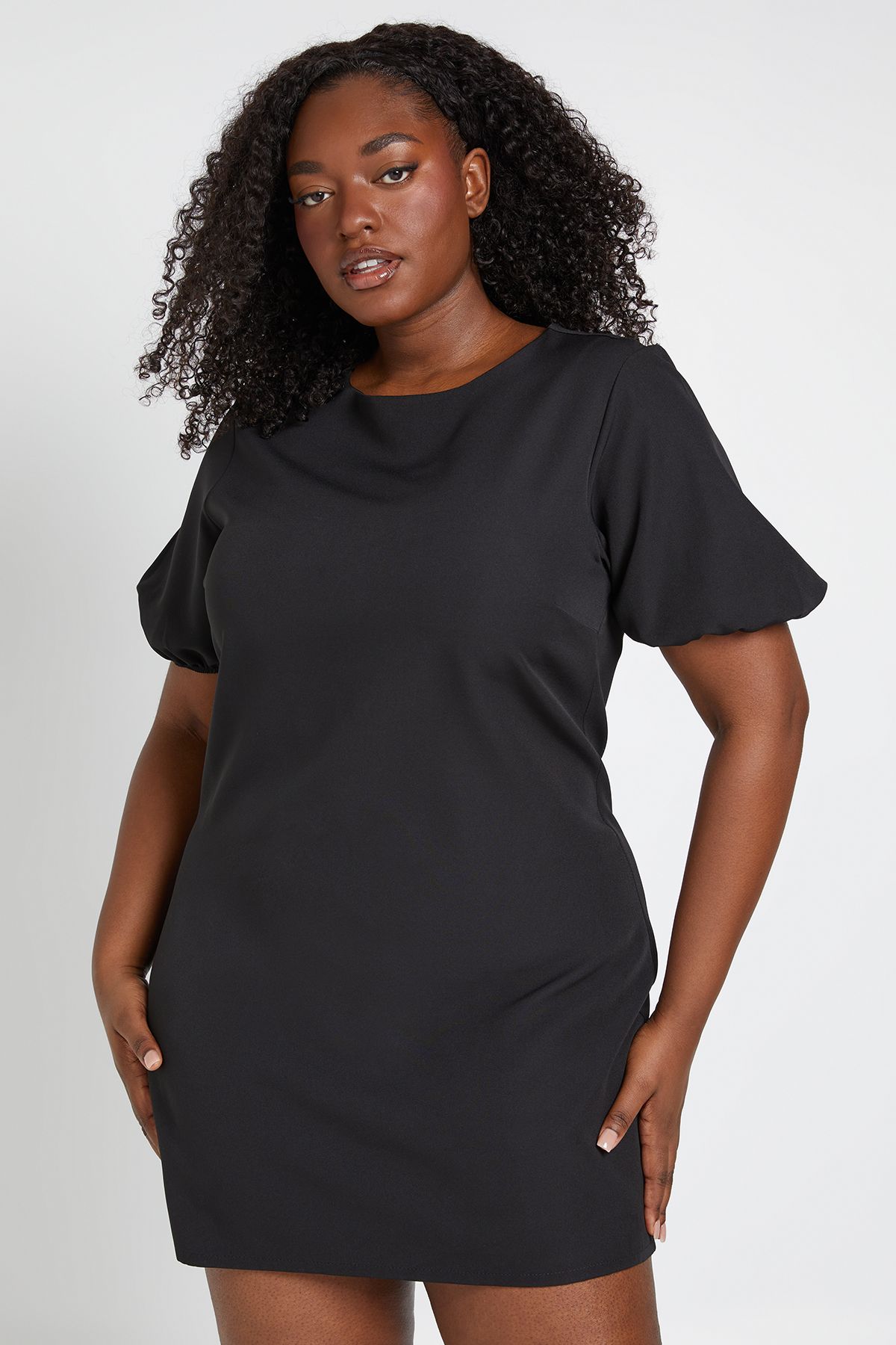 Puff Cutter Plus Tailored Puff Sleeve Shift Dress