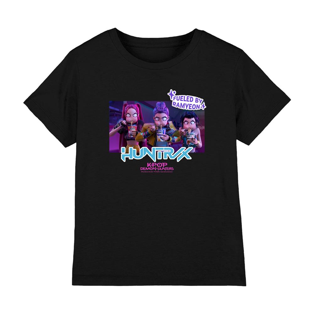 K-Pop Demon Hunters Childrens/Kids Huntrix Eating Ramyeon T-Shirt (Black)