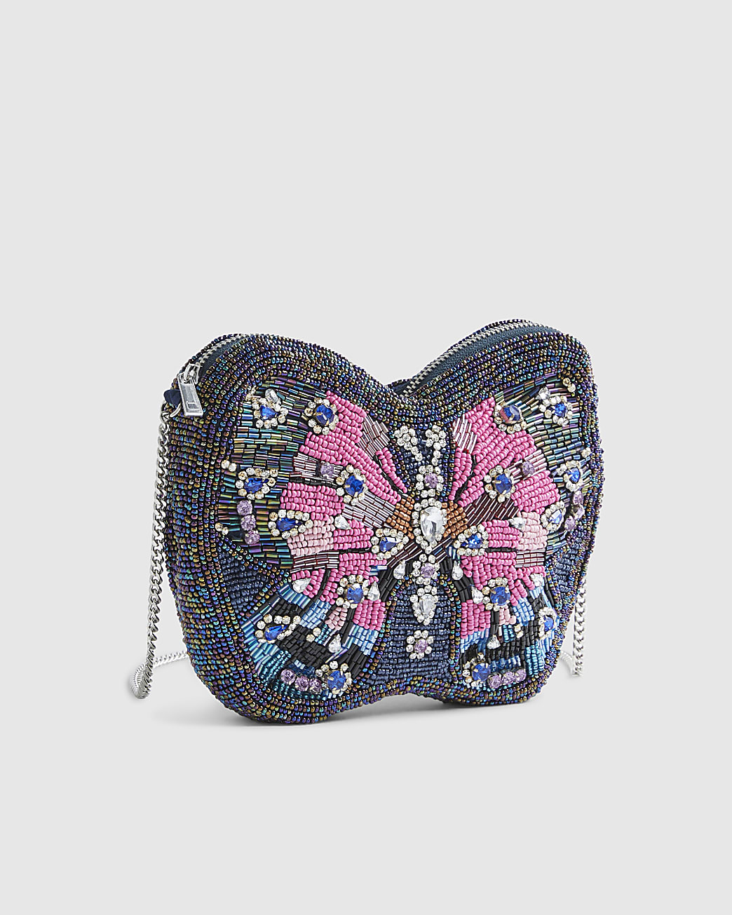 River Island Womens Crossbody Bag Blue Embellished Butterfly