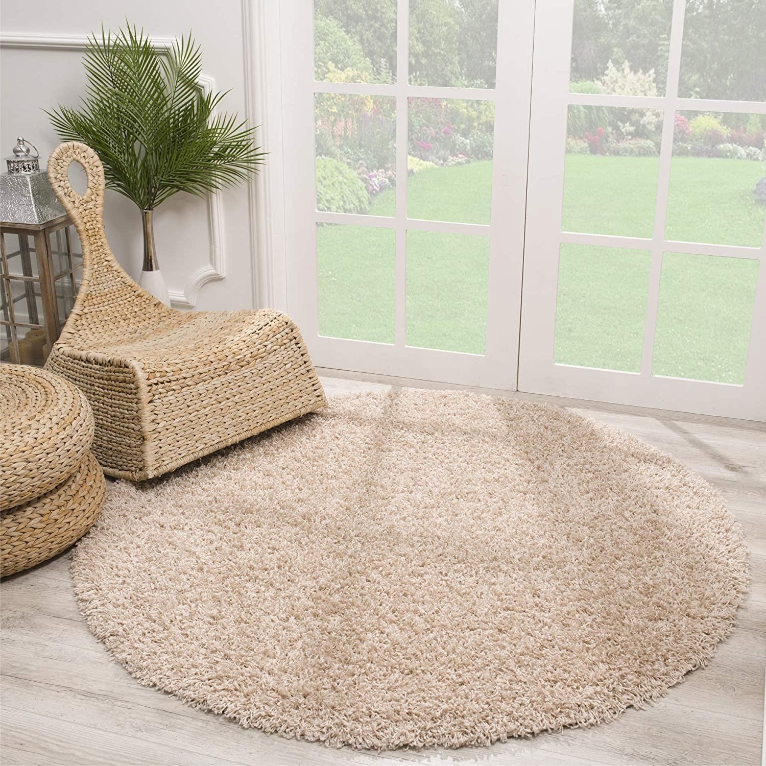 Muratap Loca shaggy rond vloerkleed hoogpolig- 80 cm rond