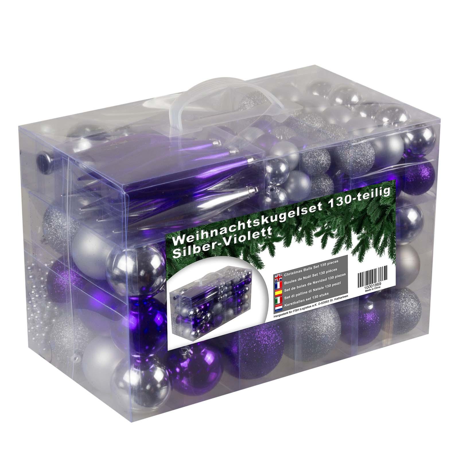 4seasonz Kerstballen set 130 ballen piek en slinger /zilver