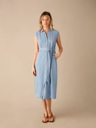 Tie Waist Tencel Denim Shirt Dress