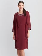 Joseline Short Chiffon Dress And Jacket With Beaded Neckline