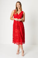 Lace V-neck Midi Dress
