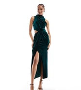 slim fit dress slacks Tera Velvet Long Sleeve Corset Mini Dress in Emerald Green main image 1
