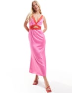 open lace back dress Never Fully Dressed Red/Pink Print Victoria Dress
