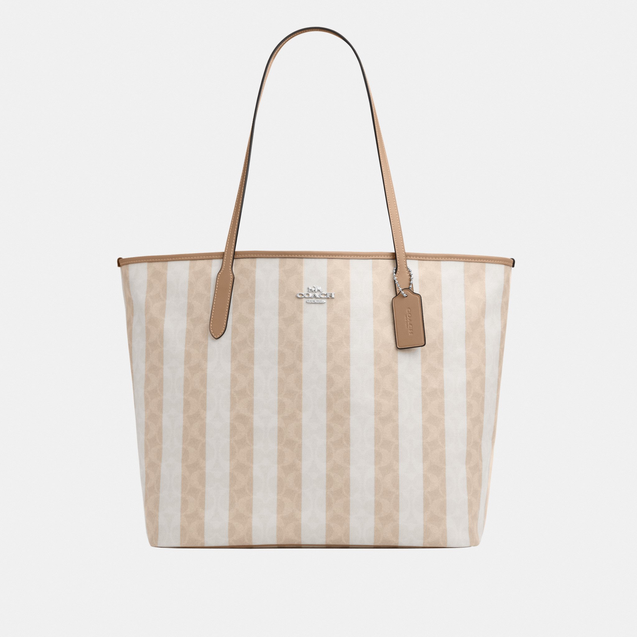 バッグ COACH Heritage Striped Large Tote Bag Large City Tote in Stripe Signature Canvas