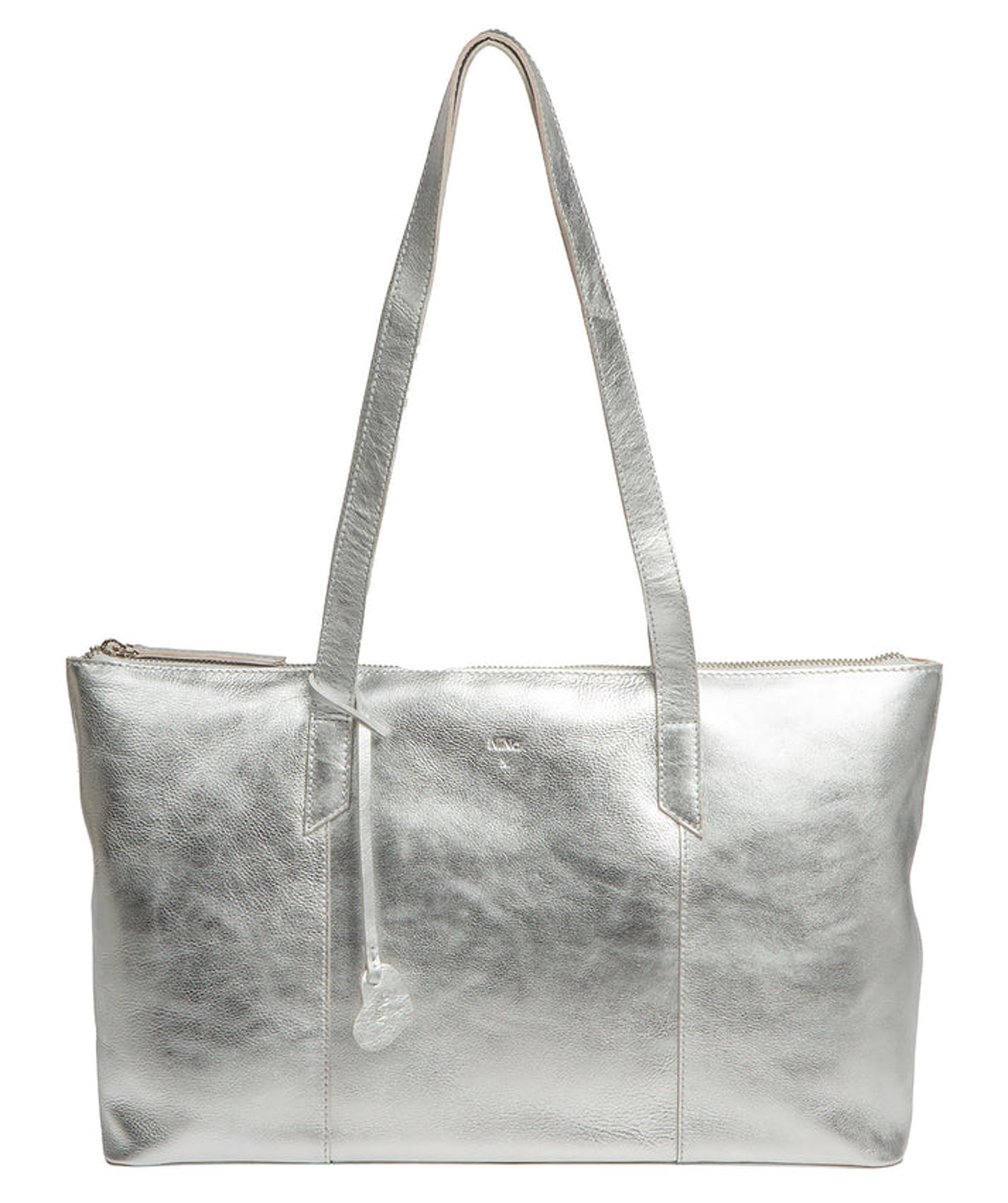 Maria' Metallic Silver Leather Tote Bag