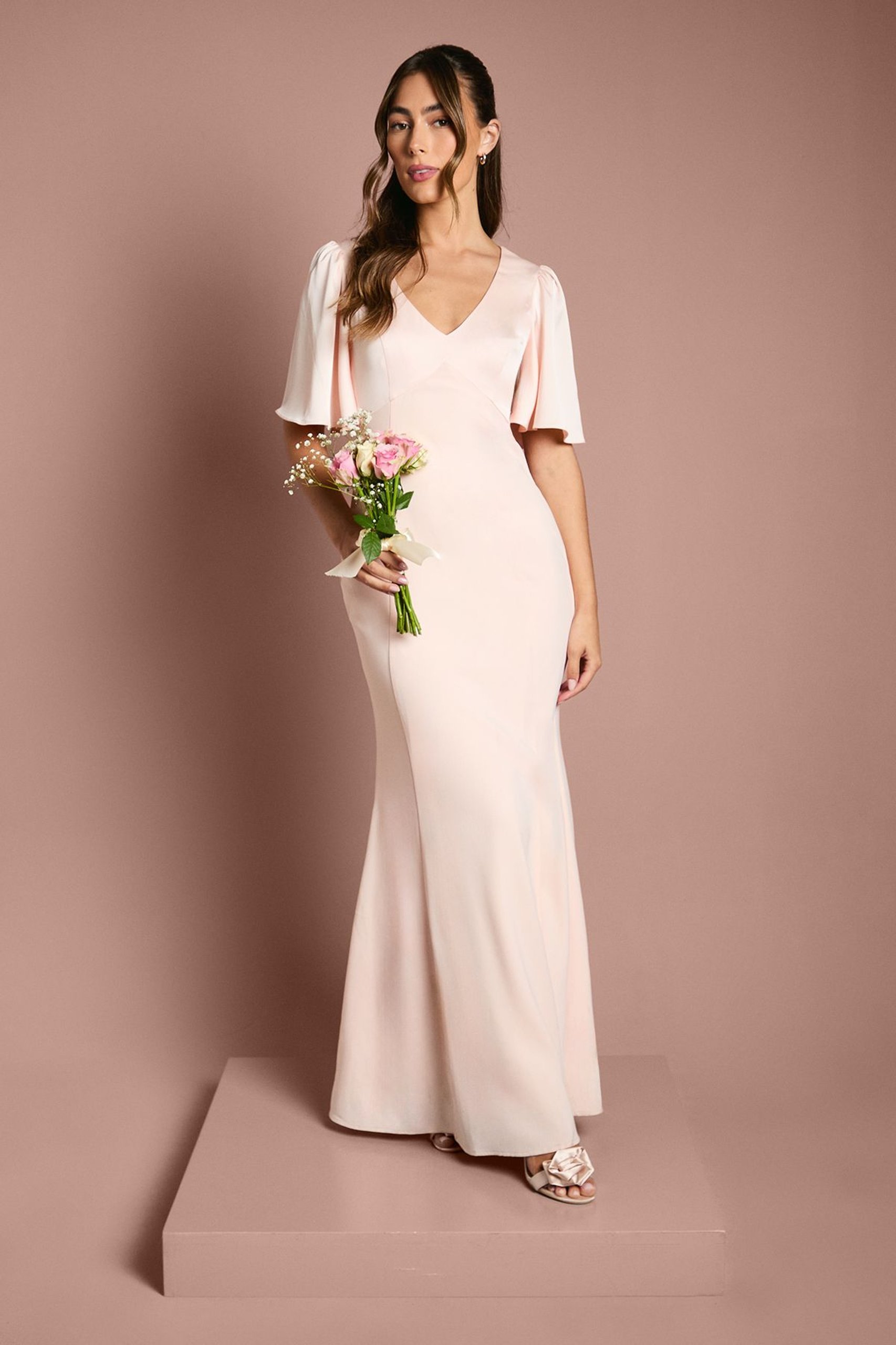 wedding angels bridesmaid dresses Champagne Satin Bridesmaid Dress main image 1