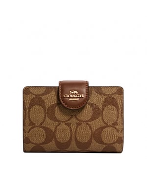 Coach women's corner zip leather wallet clearance