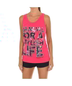 Camiseta de tirantes.
Color Rosa
Cuello redondo.
Estampado frontal con aplicación de brillantes de Strass.
Cuello redondo.
Tejido cómodo y elástico. 
Costuras vistas a tono.

Composición:
- 94% Algodón - 6% Elastano. 

Instrucciones de lavado:
- Lavar máximo a 40ºC.
- Planchar a media temperatura. máx. 110ºC.
- Permite usar secadora.
- No usar lejía.
- No admite el  lavado en seco.
