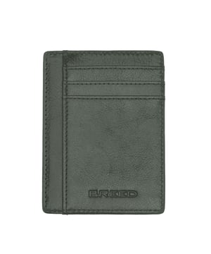 Longitud: 109 mm; Ancho: 76 mm; Alto: 6 mm; Material: Cuero genuino; Color: Verde; Bolsillos: 3; Tarjeteros: 4; Ventana para identificación: Sí; Bloqueo RFID: Sí