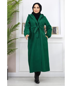Stoffmerkmal: Hergestellt aus Kaschmir-Stoff.Produktmerkmal: Es handelt sich um ein neues Hijab-Modestück der Saison. Es ist ungefüttert und hat einen abnehmbaren Gürtel. Es kann mit dem vorderen Gürtel getragen werden. Aufgrund von Konzeptaufnahmen kann es zu leichten Unterschieden in den Farbtönen des Produkts kommen. Das Model trägt Größe 38. Größe 38 Mantelmaße: Produktlänge: 130 cm -