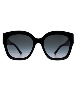 Jimmy Choo Square Womens Black Grey Gradient Leela/S  Sunglasses are the ultimate accessory for any fashion-forward individual who wants to make a statement. These sunglasses feature a bold and contemporary design that is sure to turn heads wherever you go. Crafted from high-quality acetate, these sunglasses are both lightweight and durable, making them perfect for everyday wear. The sleek, rectangular frames are accented with Jimmy Choo's logo on the arms, giving them a touch of glamour and sophistication