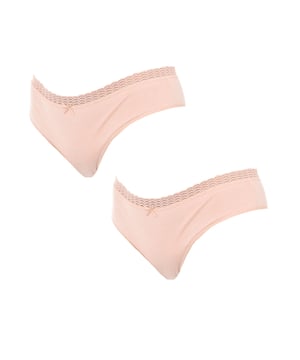 Pack-2 Brazilian briefs Eco-Dim.
 Color Pale pink
 Lace fabric at the waist with embroidered bow.
 Elastic and breathable fabric.
 Matching inner lining.
 Matching visible seams.

 Composition:
 - 95% Cotton - 5% Elastane.

 Care:
 - Wash at max. 40º.
 - Do not use bleach.
 - Do not use dryer.
 - Do not iron.
 - Do not dry clean.

 Composition: 95% Cotton, 5% Elastane
 Care:
Care:
 - Wash at max temperature. 40º.
 - Do not use bleach.
 - Do not use dryer.
 - Do not iron.
 - Do not dry clean.