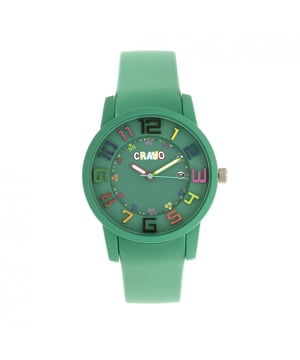 Rubber-Coated Metal Case; Quality Japanese Quartz Movement; Non-Glare Scratch-Resistant Mineral Crystal; 3D Raised Numbers; Logo-Engraved Stainless Steel Caseback; Contour Silicone Strap; Logo-Engraved Stainless Steel Clasp; Luminous Hands; Date Display; 41mm Diameter; 3 ATM Water Resistance;