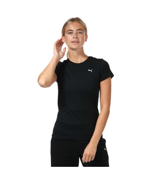 Womens Puma Essentials Small Logo T-Shirt in Puma black.- Crew neck.- Short sleeves.- Puma logo printed at left chest.- Branded back neck tape.- Regular fit.- 100% Cotton. -Ref:586776-51