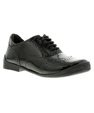 Kickers Bridie Brogue Lace-Up Black Patent Leather Kids Shoes 1_15545