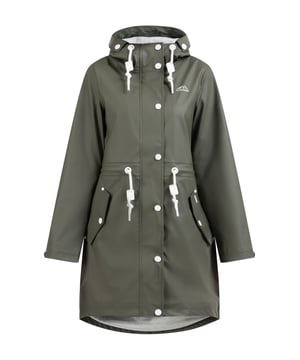 keine Füllung  An regnerischen Tagen bietet dieser Regenmantel von ICEBOUND wundervollen Schutz. Das Material ist wind- und wasserdicht und lädt somit bei allen Witterungslagen zu einem Spaziergang ein. Die große Kapuze mit stylishen Kordeln hat einen extra Regenschutz, der besonders an stürmischen Tagen vorteilhaft eingesetzt werden kann. Ein angenehmes Tragegefühl erzeugt das weiche Jersey-Innenfutter. Der labeltypische Print befindet sich  auf der Brust sowie am Oberarm.  Regenmantel