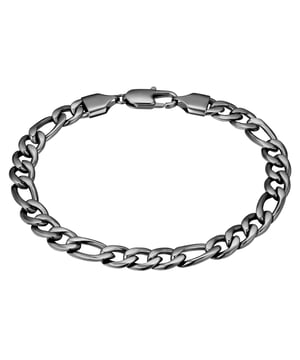 Casual men no longer just wear watches to underline their individual style: This cool men's bracelet from the True Rebels label is made of robust stainless steel and finished with a "gunmetal" titanium coating - a waterproof and durable accessory made for everyday life young rebels. If you want to wear your jewelry at work, during sports and on vacation, this chunky Figaro chain is a striking eye-catcher on the wrist that goes well with casual outfits as well as a suit. A practical carabiner clasp perfects the high level of comfort.
