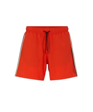 Boss Black Iconic Swim Shorts in Bright Orange
Made from quick-drying polyester, these swim shorts are both comfortable and practical. The contrasting ribbed waistband and drawstring closure provide a secure fit, while the two slit pockets and one Velcro fastening patch pocket offer plenty of storage space for your essentials.
A small printed logo on the leg adds a touch of branding, while the elasticated mesh lining provides added comfort and support.
Whether you're lounging on the beach or swimming laps in the pool, the Boss Black Iconic Swim Short in Bright Orange is the perfect way to stay cool and stylish this summer.
Michael Stewart Menswear can not accept returns on underwear, socks, swimwear or face masks for hygiene reasons. Please contact us if you need precise measurements for any item.
 