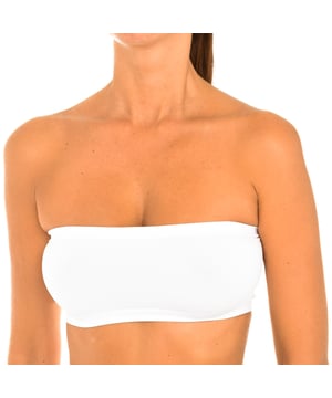 Nahtloses Band.
 Weiße Farbe
 Brustband für Frauen ohne Bügel.
 Ungefüllt.
 Hergestellt aus weicher Stretch-Mikrofaser, ohne Nähte.

 Zusammensetzung:
 - 92% Polyamid - 8% Elasthan.

 Pflege:
 - Waschen bei max.30º.
 - Kein Bleichmittel verwenden.
 - Keinen Trockner verwenden.
 - Nicht bügeln.
 - Nicht chemisch reinigen.