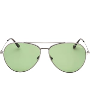 Silberne Sonnenbrille von Tom Ford, Brillenglasbreite = 62 mm, Breite des Nasenruckens = 14 mm, Bugellange = 145 mm, Sonnenbrille, Sonnenbrillenetui, Reinigungstuch und Pflegehinweise im Lieferumfang enthalten, 100 % Schutz vor UVA- und UVB-Sonnenlicht und entspricht der britischen Norm EN 1836: 2005, Silberne Sonnenbrille